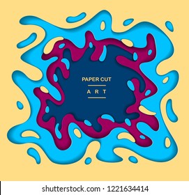 3D abstract background with paper cut shapes. Vector illustration in paper cut style. layout for business card, presentations, flyers or posters. 