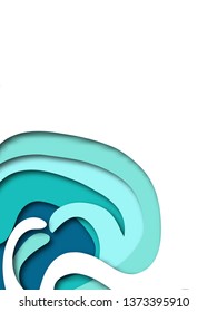 3D abstract background with paper cut liquid shapes. Creative geometric backdrop in a papercut style with contrast colors. Vector illustration in vertical format A4.