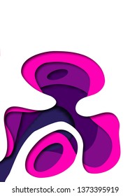 3D abstract background with paper cut liquid shapes. Creative geometric backdrop in a papercut style with contrast colors. Vector illustration in vertical format A4.