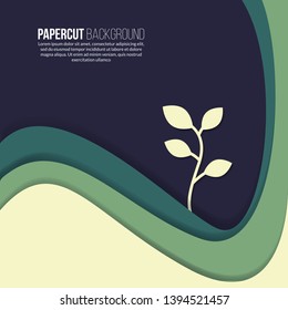 3D abstract background with paper cut shapes. Vector papercut design layout for business card, presentations, flyers or posters on white paper. Modern colorful carving art background template