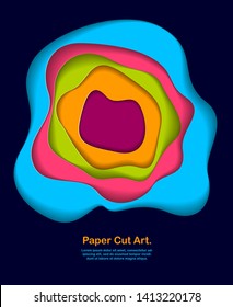 3D abstract background with paper cut shapes. Vector illustration in paper cut style. layout for business card, presentations, flyers or posters. 