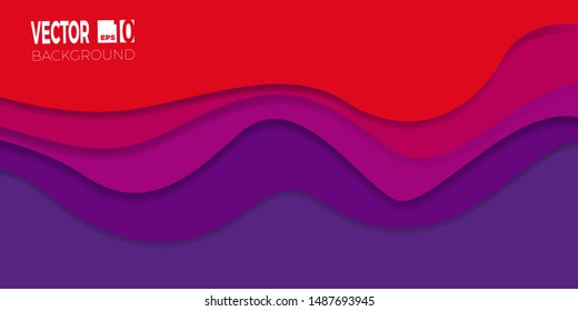 3D abstract background with paper cut shapes. Layered tunnel wave banner with shadows. Vector design for business presentations, flyers, posters