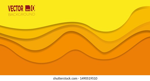 3D abstract background with paper cut shapes. Layered tunnel wave banner with shadows. Vector design for business presentations, flyers, posters