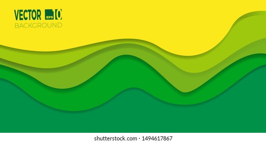 3D abstract background with paper cut shapes. Layered tunnel wave banner with shadows. Vector design for business presentations, flyers, posters