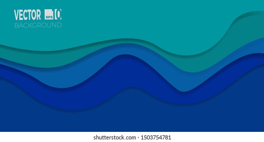 3D abstract background with paper cut shapes. Layered tunnel wave banner with shadows. Vector design for business presentations, flyers, posters
