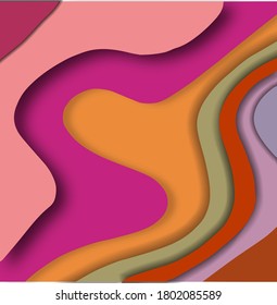 3D abstract background with paper cut shapes