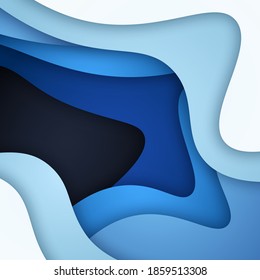 3D abstract background and paper cut shapes, vector illustration
