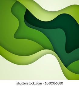 3D abstract background and paper cut shapes, vector illustration