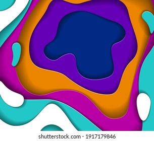 3D abstract background with paper cut shapes. Vector illustration in paper cut style. layout for business card, presentations, flyers or posters. 
