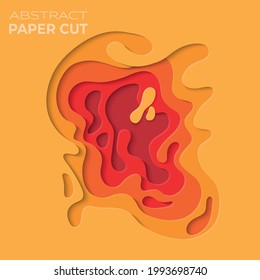 3D abstract background with paper cut shapes. Vector design layout for business presentations, flyers, posters and invitations. Colorful carving art - red, orange and yellow