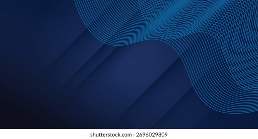 Fundo abstrato 3D com formas de corte de papel. Layout de design vetorial para apresentações comerciais, folhetos, cartazes e convites. Arte de escultura azul com listras de linha elemento brilhante moderno