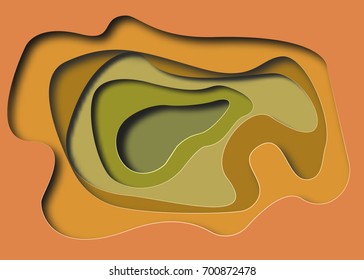 3D abstract background with paper cut shapes. Vector design layout for business presentations, flyers, posters and invitations. Colorful carving art - orange, yellow and green