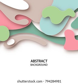 3D abstract background with paper cut shapes. Vector geometric design layout for business presentations, invitations, flyers, posters. Paper carving art. Modern origami design template