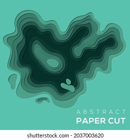 3D abstract background with paper-cut shapes. Vector design layout for business presentations, flyers, posters and invitations. Colorful carving art -Green sea colors