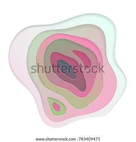 3D abstract background with pastel green and pink paper cut shapes. Vector design layout for business presentations, flyers, posters. Papercut trendy style.
