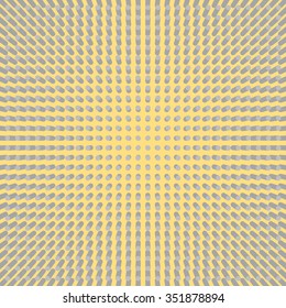 3D abstract background. Perspective view. 3 color swatches. Area, uniformly filled with grey cylinders on a yellow background. Bunch of 3D solids in perspective projection. Neutral geometric texture.