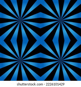 3d abstract background with rays. Circus tent background. Blue rays on black backdrop. Solar system. 