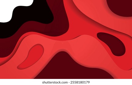 3D abstract background with red paper cut waves. Contrasting color. Vector design layout for presentations, flyers, posters and. 3d vector