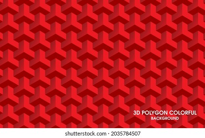 3D abstract background red polygon