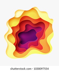 3D abstract background with red, purple, violet, yellow paper cut waves. Contrast colors. Vector design layout for presentations, flyers, posters