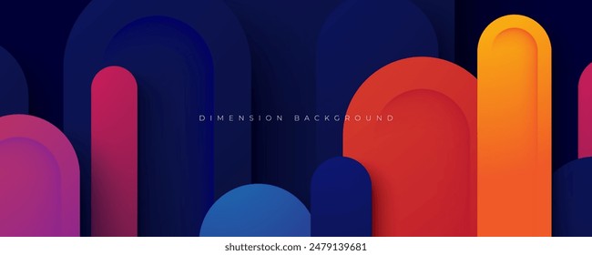 3D Abstract background rounded colorful shape decoration design vector