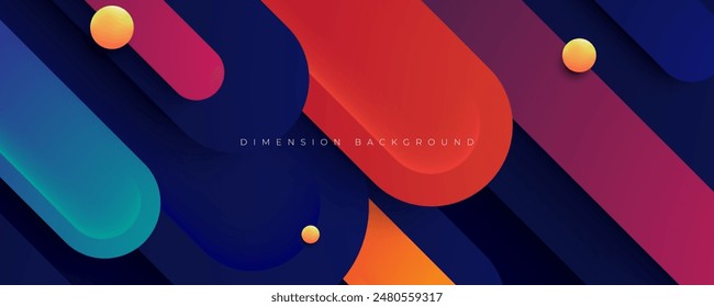 3D Abstract background rounded colorful shape decoration design vector