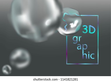 3D abstract background with water bubbles,