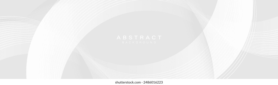 3D Abstract background with white and grey geometric lines. Modern minimal trendy lines pattern horizontal. Vector illustration