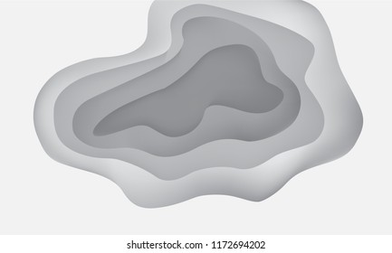3D abstract background with white paper cut shapes. Vector design