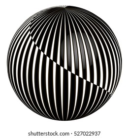3D abstract ball, three dimensional sphere with the effect of spiral separation, vector illusion for Christmas tree decoration