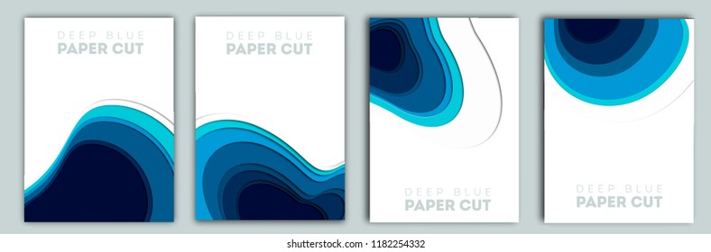 3D abstract blue background with deep paper cut shapes. Modern. Vector design layout for business presentations, flyers, posters and invitations. Colorful carving art