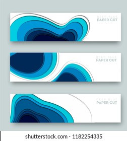 3D abstract blue background with deep paper cut shapes. Modern. Vector design layout for business presentations, flyers, posters and invitations. Colorful carving art