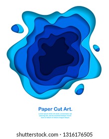 3D abstract blue background with paper cut shapes. Vector illustration in paper cut style. layout for business card, presentations, flyers or posters. 
