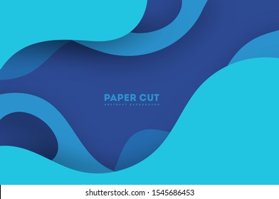 3D abstract blue background with paper cut shapes. Vector design layout for business presentations, flyers, posters and invitations. Colorful carving art
