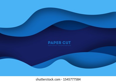 3D abstract blue background with paper cut shapes. Vector design layout for business presentations, flyers, posters and invitations. Colorful carving art