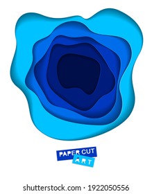 Fondo azul abstracto 3D con formas de corte de papel. Ilustración vectorial en el estilo de corte de papel. diseño para tarjeta de visita, presentaciones, folletos o carteles. 