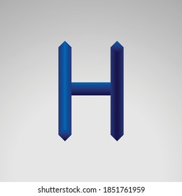 3D Abstract Blue Gradient Vector Design of Letter H. 3D Letter H for branding, poster, flyer and others. 3D Abstract logo design for Letter H.