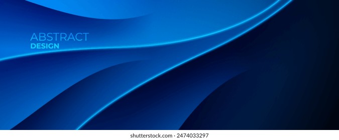 Fondo de luz de neón azul abstracto 3d con líneas onduladas. ideal para Fondo de pantalla, Sitio web, Anuncio de tecnología, cartel de tecnología, presentación, etc.