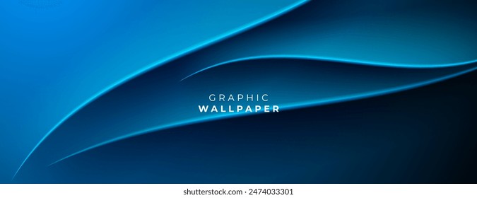 3d abstract blue neon light background with wavy lines texture. great for technology banner, wallpaper, website, gaming poster and presentation.
