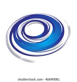3d abstract blue swirl wave on a white background, vector illustration