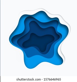 3D abstract blue wave background with paper cut shapes. Vector design layout for business presentations, flyers, posters. Eps10.