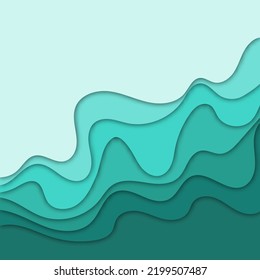 3D abstrakter, blauer Hintergrund mit papierschneidenden Formen. Layout-Vektordesign