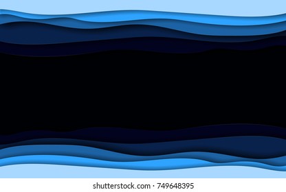 3D abstract blue wave background with paper cut shapes. Vector design layout for business presentations, flyers, posters. Eps10.