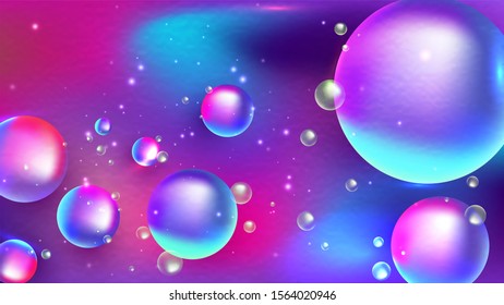 3D Abstract bubbles or geometric balls on gradient color background.