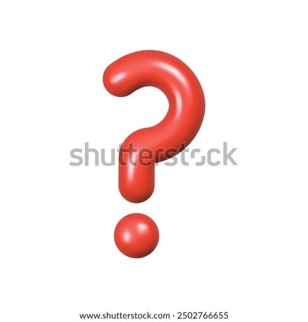 3d abstract cartoon red question mark sign symbol png transparent background