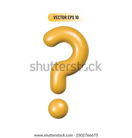 3d abstract cartoon yellow question mark sign symbol png transparent background
