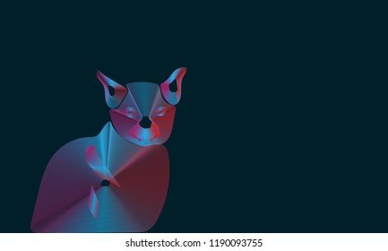 3D Abstract Cat On Background. Creative Line Cut Style Background. Minimal Color Line Texture Graphic Design. Concept. For Graphic, Banners, Presentations, Wallpaper, Reports. Vector Illustration.