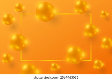 3D Abstract Circle On Orange Background With Frame. Futuristic. Technology Banner. Minimal. Vector Illustration. Wallpaper