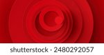 3d abstract circular paper layer texture graphic. Red color geometry design with round cutout decoration bg. Papercut element for minimalist business concept. Dynamic and creative subtle banner