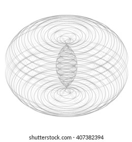 3d abstract circular shapes. Whirling  abstract sphere. Vector illustration.